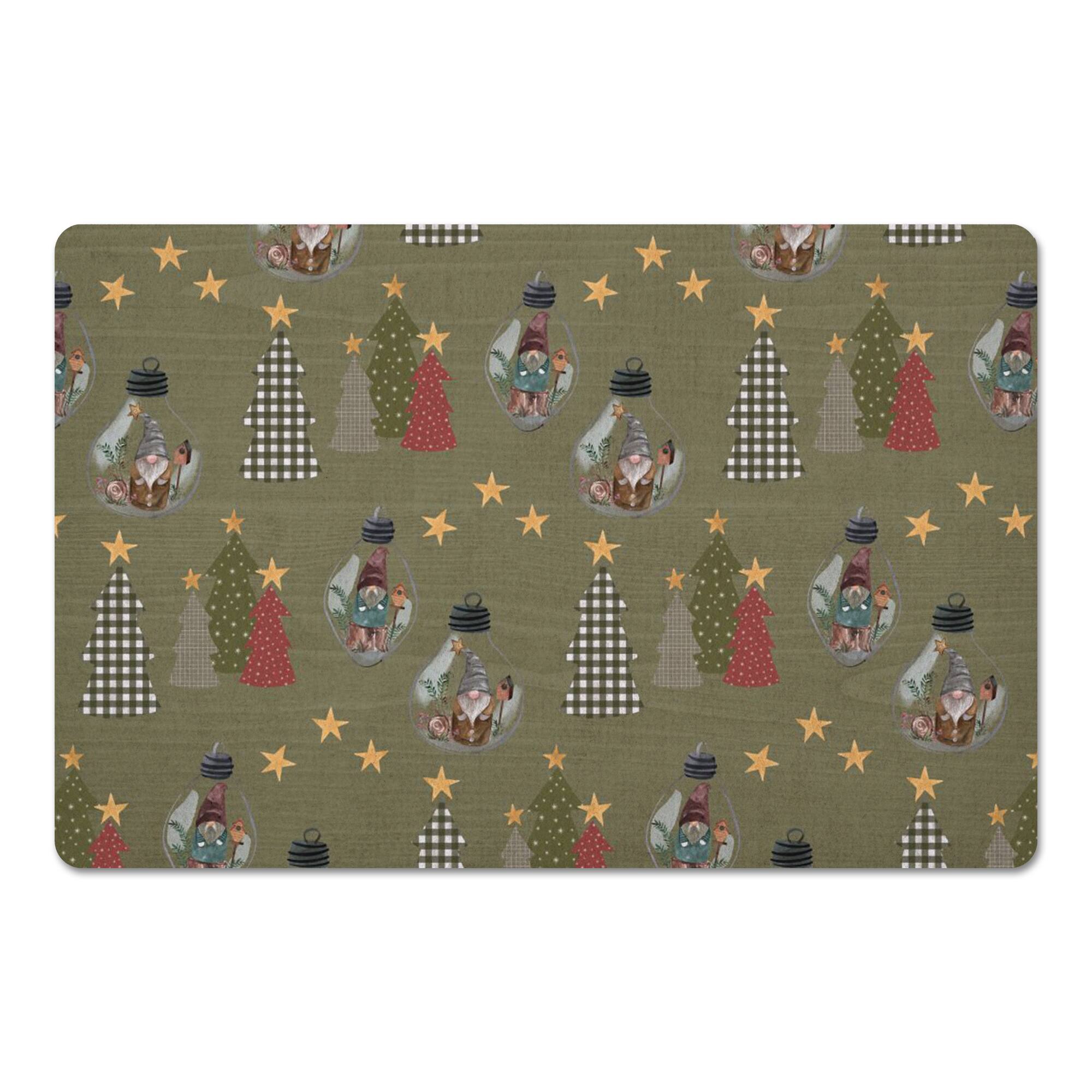 Tree & Globe Pattern Floor Mat